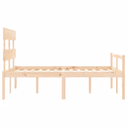 vidaXL Bed Frame Bedroom Platform Bed Frame Bedstead with Headboard Solid Wood - brown, 140 x 190 cm - Additional view 6