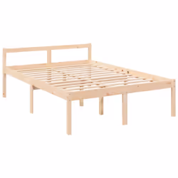 vidaXL Bed Frame Bedroom Platform Bed Frame Bedstead with Headboard Solid Wood - brown, 140 x 190 cm - Additional view 8
