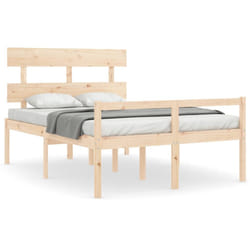vidaXL Bed Frame Bedroom Platform Bed Frame Bedstead with Headboard Solid Wood - brown, 140 x 200 cm