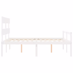 vidaXL Bed Frame Bedroom Platform Bed Frame Bedstead with Headboard Solid Wood - white, 160 x 200 cm - Additional view 6