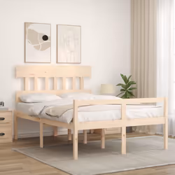 vidaXL Bed Frame with Headboard Mattress Foundation Bed Base Single Solid Wood - brown, 120 x 190 cm/high - Additional view 11