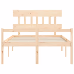 vidaXL Bed Frame with Headboard Mattress Foundation Bed Base Single Solid Wood - brown, 120 x 190 cm/high - Additional view 5