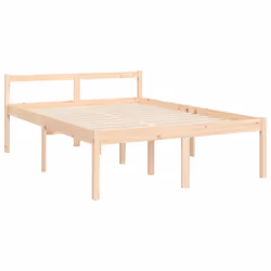 vidaXL Bed Frame with Headboard Mattress Foundation Bed Base Single Solid Wood - brown, 120 x 190 cm/high - Additional view 8
