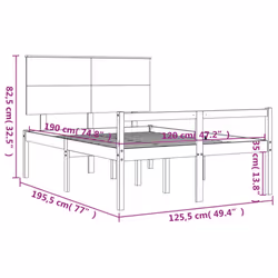 vidaXL Bed Frame with Headboard Bed Base Honey Brown 120x200 cm Solid Wood - brown, 120 x 190 cm