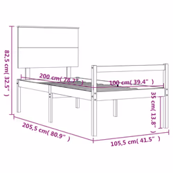vidaXL Bed Frame with Headboard Bed Base Honey Brown 120x200 cm Solid Wood - brown, 100 x 200 cm
