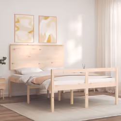vidaXL Bed Frame with Headboard Bed Base Honey Brown 120x200 cm Solid Wood - brown, 140 x 200 cm