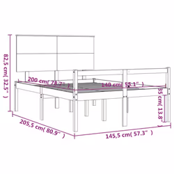 vidaXL Bed Frame with Headboard Bed Base Honey Brown 120x200 cm Solid Wood - brown, 140 x 200 cm