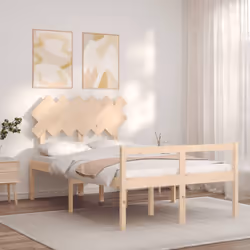 vidaXL Bed Frame with Headboard Home Bedstead Bed Base 160x200 cm Solid Wood - brown, 120 x 190 cm - Additional view 2