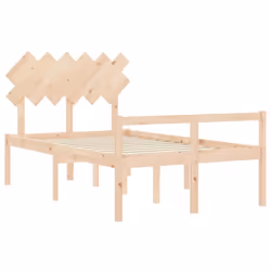 vidaXL Bed Frame with Headboard Home Bedstead Bed Base 160x200 cm Solid Wood - brown, 120 x 190 cm - Additional view 4