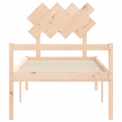 vidaXL Bed Frame with Headboard Home Bedstead Bed Base 160x200 cm Solid Wood - brown, 90 x 200 cm - Additional view 5