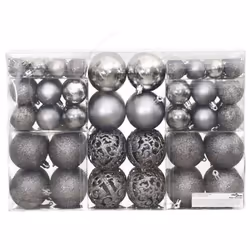 vidaXL Christmas Ball Set 100 Piece Tree Xmas Hanging Christmas Tree Ball - grey