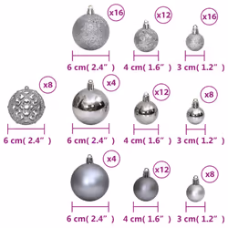 vidaXL Christmas Ball Set 100 Piece Tree Xmas Hanging Christmas Tree Ball - grey