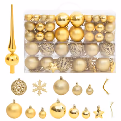vidaXL Christmas Bauble Set Christmas Decoration 111 Piece and Polystyrene - gold