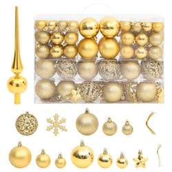 vidaXL Christmas Bauble Set Christmas Decoration 111 Piece and Polystyrene - gold