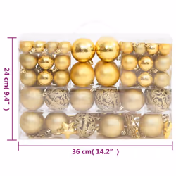 vidaXL Christmas Bauble Set Christmas Decoration 111 Piece and Polystyrene - gold - Additional view 10
