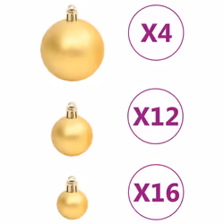 vidaXL Christmas Bauble Set Christmas Decoration 111 Piece and Polystyrene - gold - Additional view 4