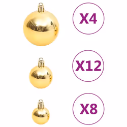vidaXL Christmas Bauble Set Christmas Decoration 111 Piece and Polystyrene - gold - Additional view 5