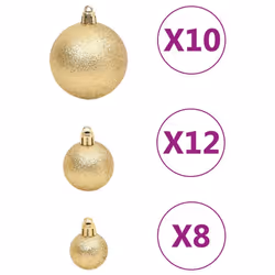 vidaXL Christmas Bauble Set Christmas Decoration 111 Piece and Polystyrene - gold - Additional view 6