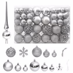 vidaXL Christmas Bauble Set Christmas Decoration 111 Piece and Polystyrene - silver