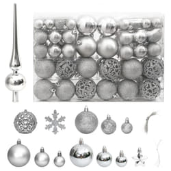vidaXL Christmas Bauble Set Christmas Decoration 111 Piece and Polystyrene - silver