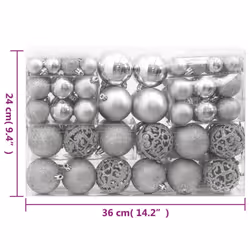 vidaXL Christmas Bauble Set Christmas Decoration 111 Piece and Polystyrene - silver - Additional view 10