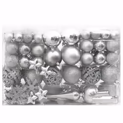 vidaXL Christmas Bauble Set Christmas Decoration 111 Piece and Polystyrene - silver