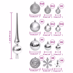 vidaXL Christmas Bauble Set Christmas Decoration 111 Piece and Polystyrene - silver