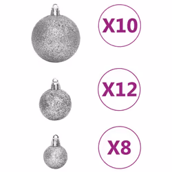 vidaXL Christmas Bauble Set Christmas Decoration 111 Piece and Polystyrene - silver - Additional view 4