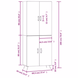vidaXL Highboard Sideboard Storage Cabinet Side Cabinet Black Engineered Wood - concrete grey, 2 doors - Additional view 3