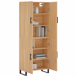 vidaXL Highboard Sideboard Storage Cabinet Side Cabinet White Engineered Wood - sonoma oak, 2 doors - Additional view 2