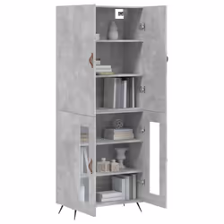 vidaXL Highboard Sideboard Storage Cabinet Side Cabinet Black Engineered Wood - concrete grey, 2 glass doors - Additional view 2