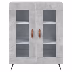 vidaXL Highboard Sideboard Storage Cabinet Side Cabinet Black Engineered Wood - concrete grey, 2 glass doors - Additional view 7