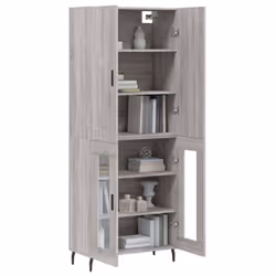 vidaXL Highboard Sideboard Storage Cabinet Side Cabinet White Engineered Wood - grey sonoma, 2 glass doors - Additional view 2