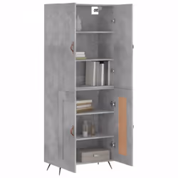 vidaXL Highboard Sideboard Storage Cabinet Side Cabinet Black Engineered Wood - concrete grey, 2 wood doors - Additional view 2