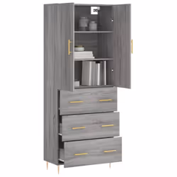 vidaXL Highboard Sideboard Storage Cabinet Side Cabinet White Engineered Wood - grey sonoma, 3 drawers - Additional view 2
