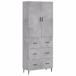 vidaXL Highboard Sideboard Storage Cabinet Side Cabinet White Engineered Wood - concrete grey, 3 drawers
