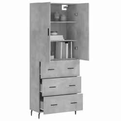 vidaXL Highboard Sideboard Storage Cabinet Side Cabinet White Engineered Wood - concrete grey, 3 drawers