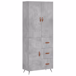 vidaXL Highboard Sideboard Storage Cabinet Side Cabinet Black Engineered Wood - concrete grey, 1 door 3 drawers