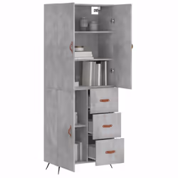 vidaXL Highboard Sideboard Storage Cabinet Side Cabinet Black Engineered Wood - concrete grey, 1 door 3 drawers