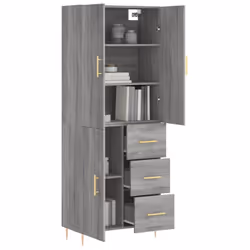 vidaXL Highboard Sideboard Storage Cabinet Side Cabinet White Engineered Wood - grey sonoma, 1 door 3 drawers - Additional view 2