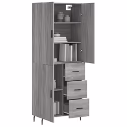 vidaXL Highboard Sideboard Storage Cabinet Side Cabinet White Engineered Wood - grey sonoma, 1 door 3 drawers - Additional view 2