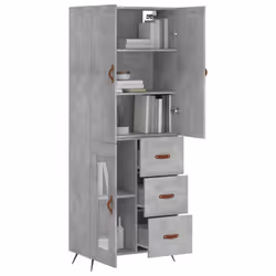 vidaXL Highboard Sideboard Storage Cabinet Side Cabinet Black Engineered Wood - concrete grey, 1 glass door 3 drawers - Additional view 2