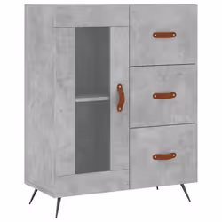 vidaXL Highboard Sideboard Storage Cabinet Side Cabinet Black Engineered Wood - concrete grey, 1 glass door 3 drawers - Additional view 6