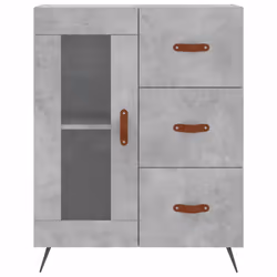vidaXL Highboard Sideboard Storage Cabinet Side Cabinet Black Engineered Wood - concrete grey, 1 glass door 3 drawers - Additional view 7