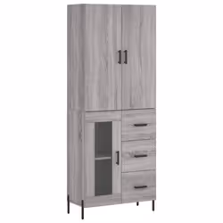 vidaXL Highboard Sideboard Storage Cabinet Side Cabinet White Engineered Wood - grey sonoma, 1 glass door 3 drawers