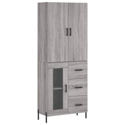 vidaXL Highboard Sideboard Storage Cabinet Side Cabinet White Engineered Wood - grey sonoma, 1 glass door 3 drawers