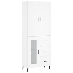 vidaXL Highboard Sideboard Storage Cabinet Side Cabinet White Engineered Wood - white, 1 glass door 3 drawers