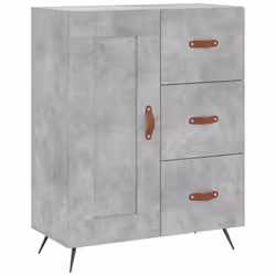 vidaXL Highboard Sideboard Storage Cabinet Side Cabinet Black Engineered Wood - concrete grey, 1 wood door 3 drawers - Additional view 6