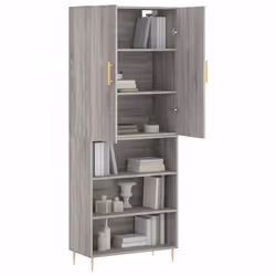 vidaXL Highboard Sideboard Storage Cabinet Side Cabinet White Engineered Wood - grey sonoma, 3 shelves - Additional view 2