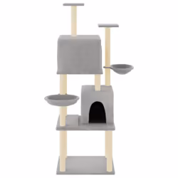 vidaXL Cat Tree with Sisal Scratching Posts Cat Scratch Tower Climber Dark Grey - light grey - Additional view 2